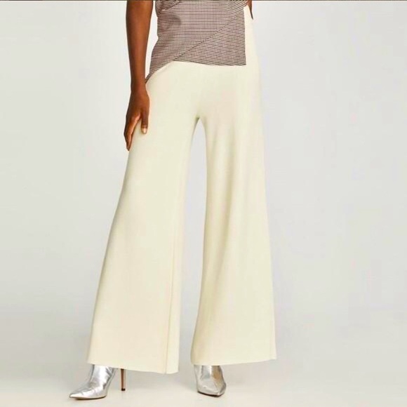 Zara | Pants u0026 Jumpsuits | Nwt Zara Limited Edition Cream Knit Ribbed Wideleg  Pants Size L | Poshmark
